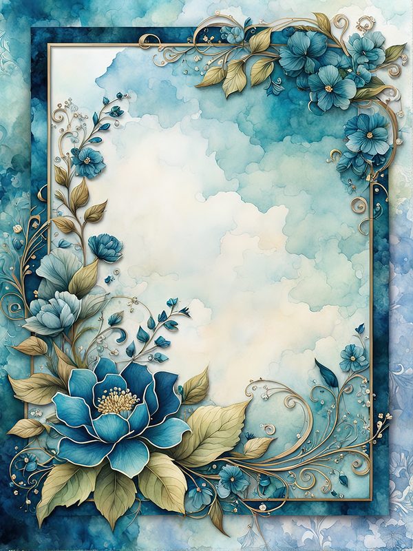 Watercolor Seafoam Green Floral Frames: Digital Paper Pack (10 JPGs) — image 6