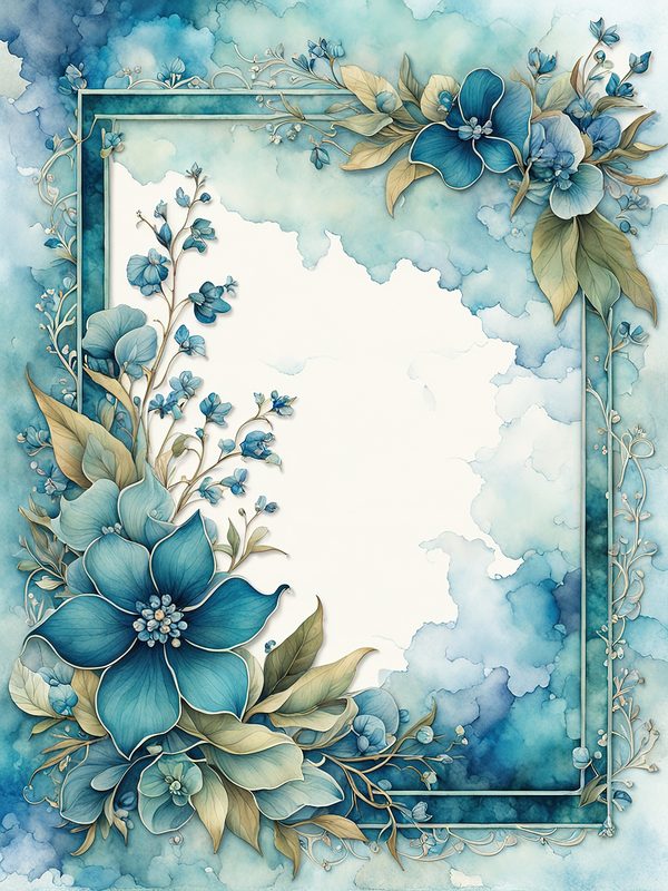 Watercolor Seafoam Green Floral Frames: Digital Paper Pack (10 JPGs) — image 7