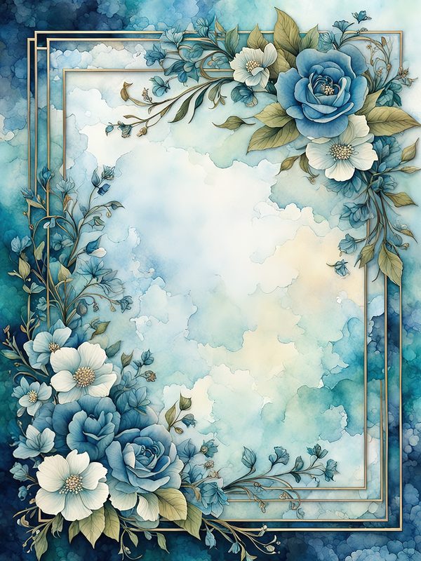 Watercolor Seafoam Green Floral Frames: Digital Paper Pack (10 JPGs) — image 8