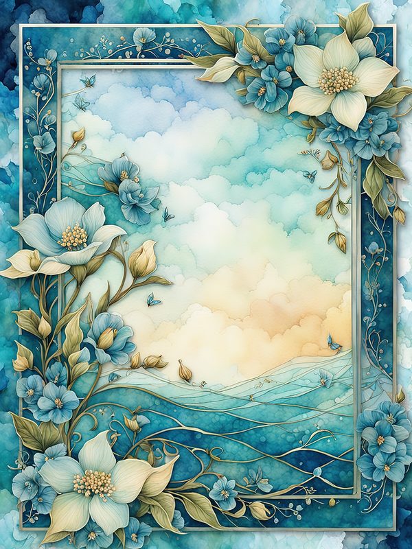 Watercolor Seafoam Green Floral Frames: Digital Paper Pack (10 JPGs) — image 9