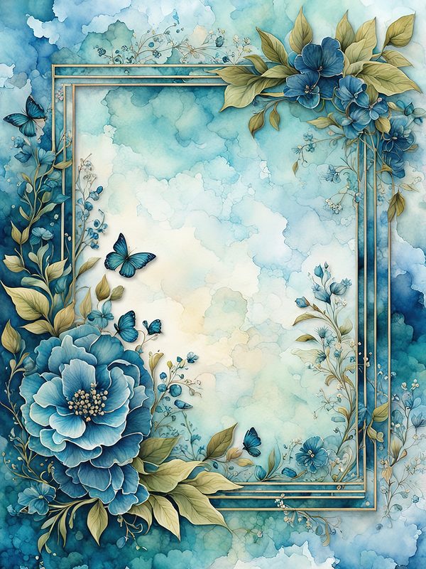 Watercolor Seafoam Green Floral Frames: Digital Paper Pack (10 JPGs) — image 10