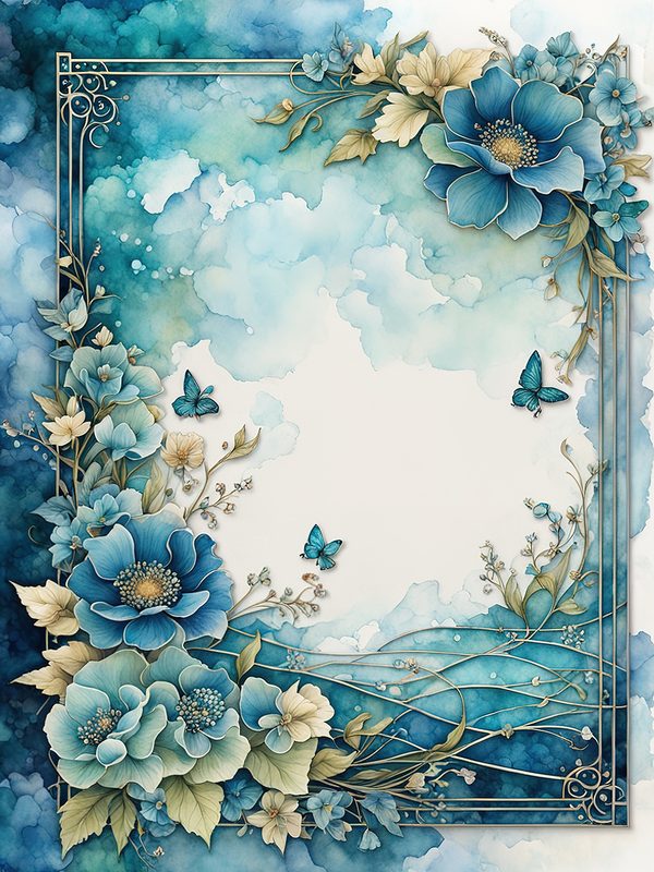 Watercolor Seafoam Green Floral Frames: Digital Paper Pack (10 JPGs) — image 11