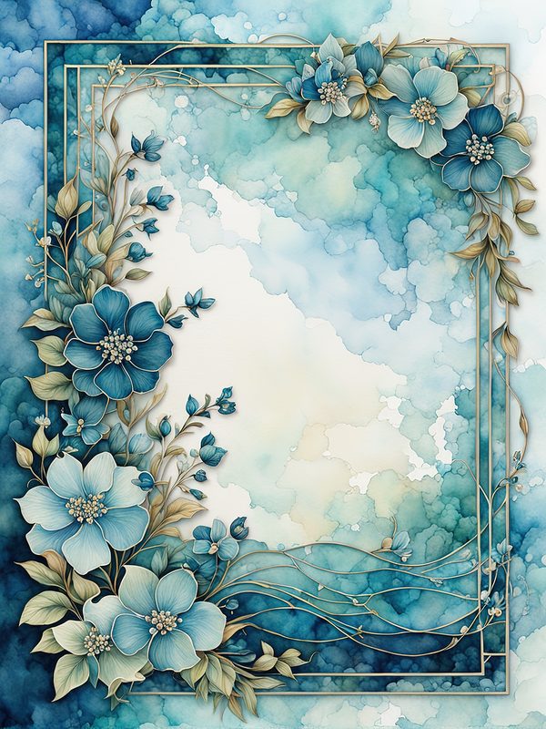 Watercolor Seafoam Green Floral Frames: Digital Paper Pack (10 JPGs) — image 12