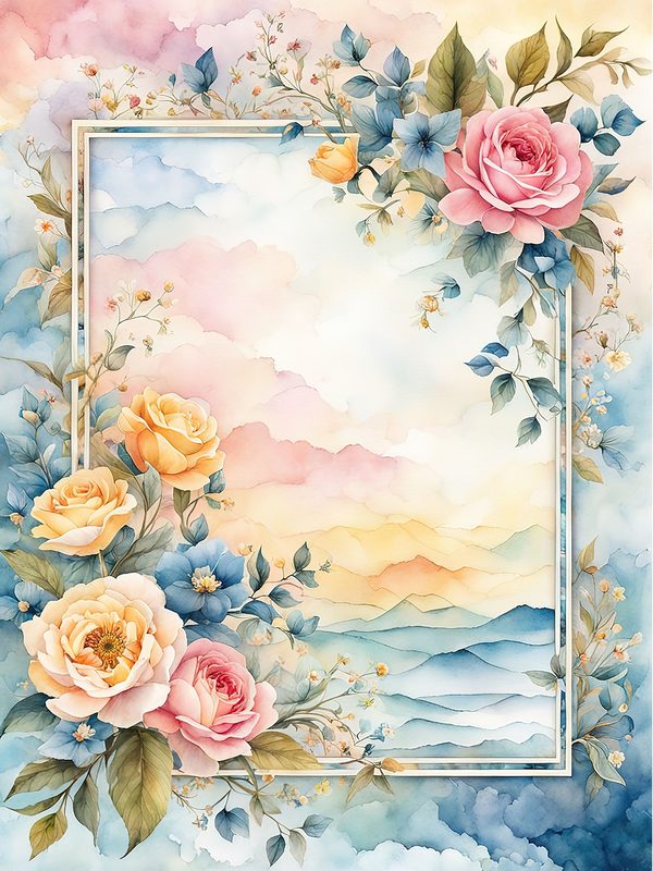 Watercolor Flower Border Digital Paper: Pastel Floral Frames (10 JPGs) — image 2