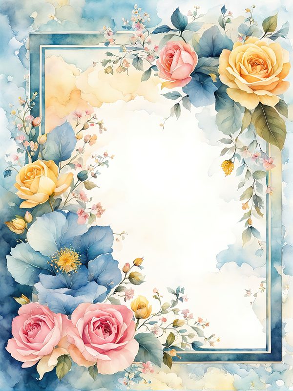 Watercolor Flower Border Digital Paper: Pastel Floral Frames (10 JPGs) — image 4
