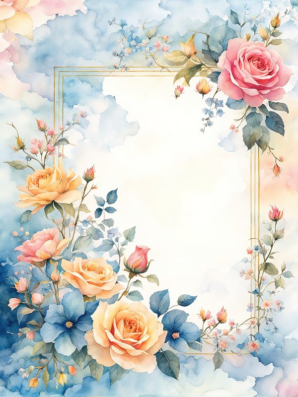 Watercolor Flower Border Digital Paper: Pastel Floral Frames (10 JPGs) — image 9