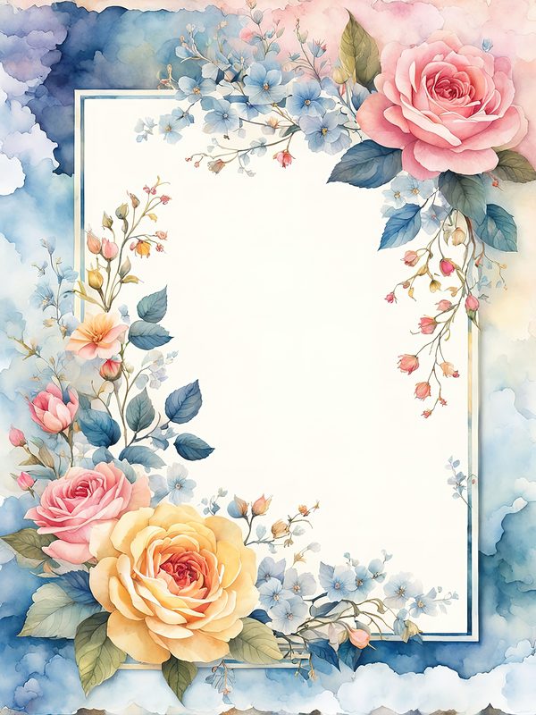Watercolor Flower Border Digital Paper: Pastel Floral Frames (10 JPGs) — image 10