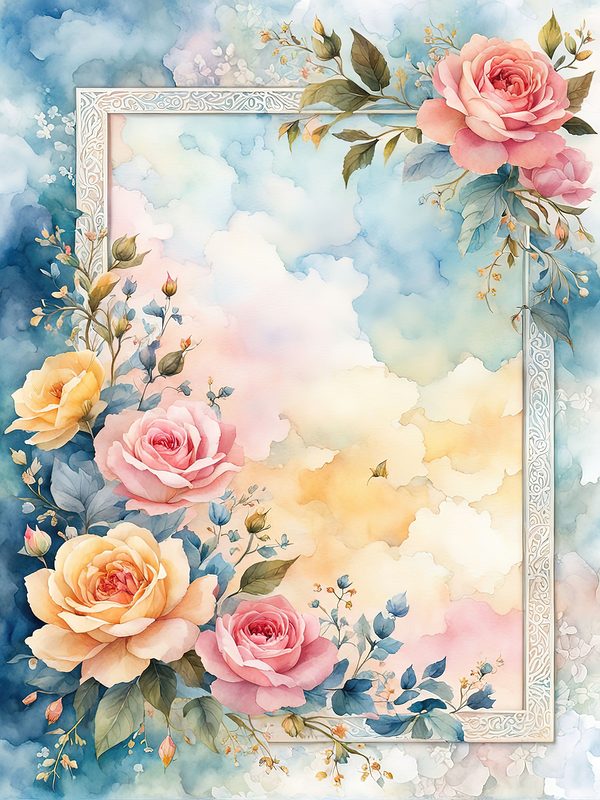 Watercolor Flower Border Digital Paper: Pastel Floral Frames (10 JPGs) — image 11