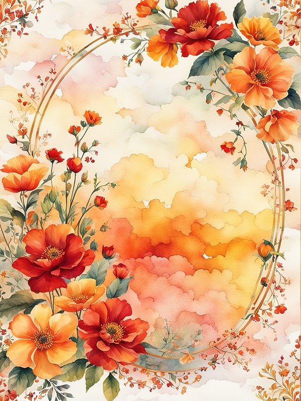 Watercolor Floral Digital Paper Pack: Orange Summer Flowers (10 JPGs) — image 2