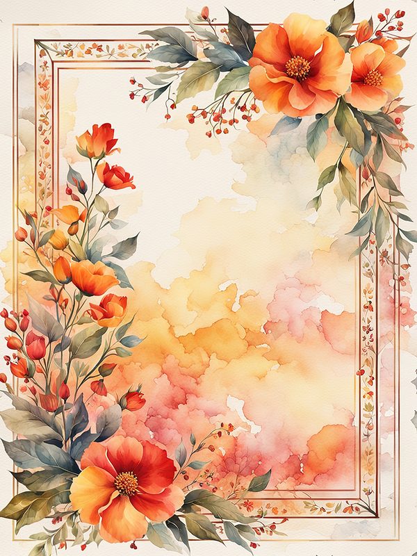 Watercolor Floral Digital Paper Pack: Orange Summer Flowers (10 JPGs) — image 4