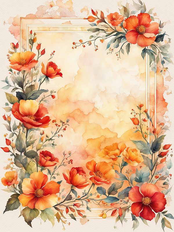 Watercolor Floral Digital Paper Pack: Orange Summer Flowers (10 JPGs) — image 5