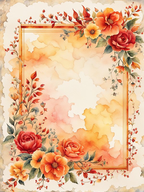 Watercolor Floral Digital Paper Pack: Orange Summer Flowers (10 JPGs) — image 8