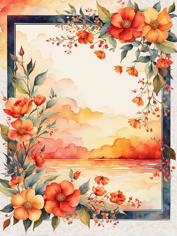 Watercolor Floral Digital Paper Pack: Orange Summer Flowers (10 JPGs) — image 10