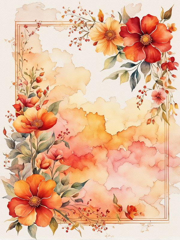 Watercolor Floral Digital Paper Pack: Orange Summer Flowers (10 JPGs) — image 11