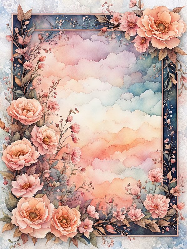 Watercolor Floral Frame Digital Paper: Pastel Peach Botanical Borders (10 JPGs) — image 8