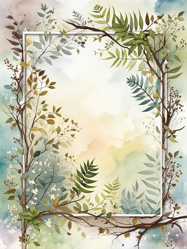 Watercolor Woodland Deer: Botanical Frame Digital Paper Set (10 JPGs) — image 1