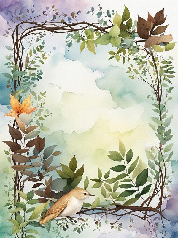 Watercolor Woodland Deer: Botanical Frame Digital Paper Set (10 JPGs) — image 2