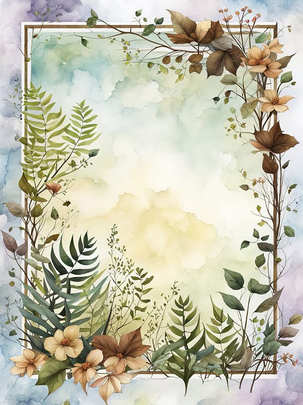 Watercolor Woodland Deer: Botanical Frame Digital Paper Set (10 JPGs) — image 3