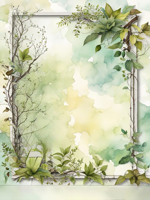 Watercolor Woodland Deer: Botanical Frame Digital Paper Set (10 JPGs) — image 8