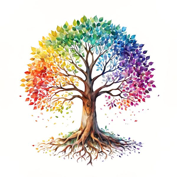 Watercolor Rainbow Tree Clipart: Minimalist Tree Graphic Art (JPG, PNG) — image 2