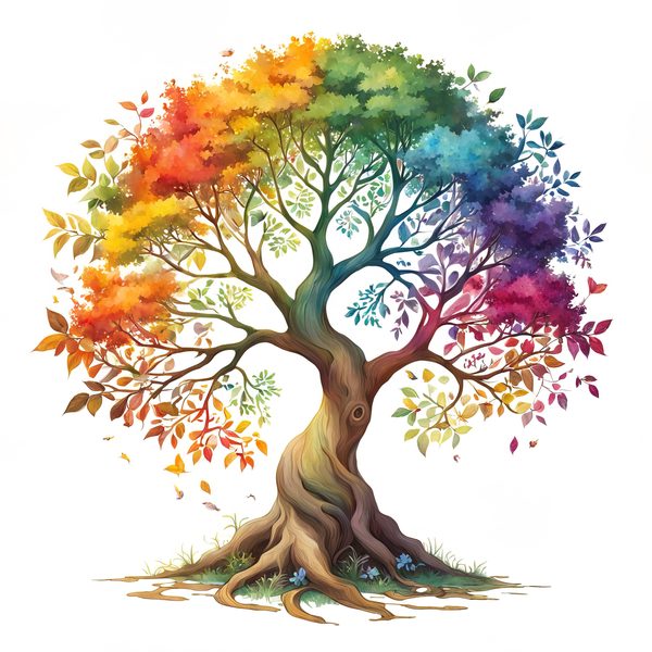 Watercolor Rainbow Tree Clipart: Minimalist Tree Graphic Art (JPG, PNG) — image 3