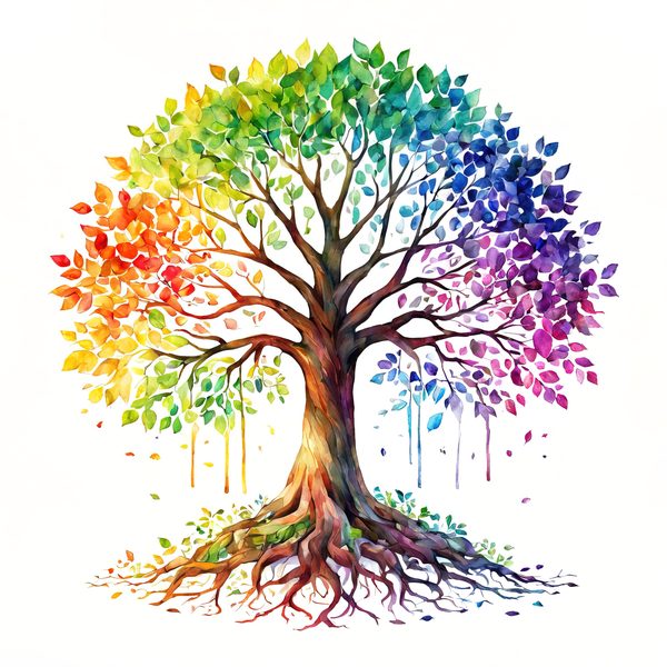 Watercolor Rainbow Tree Clipart: Minimalist Tree Graphic Art (JPG, PNG) — image 4