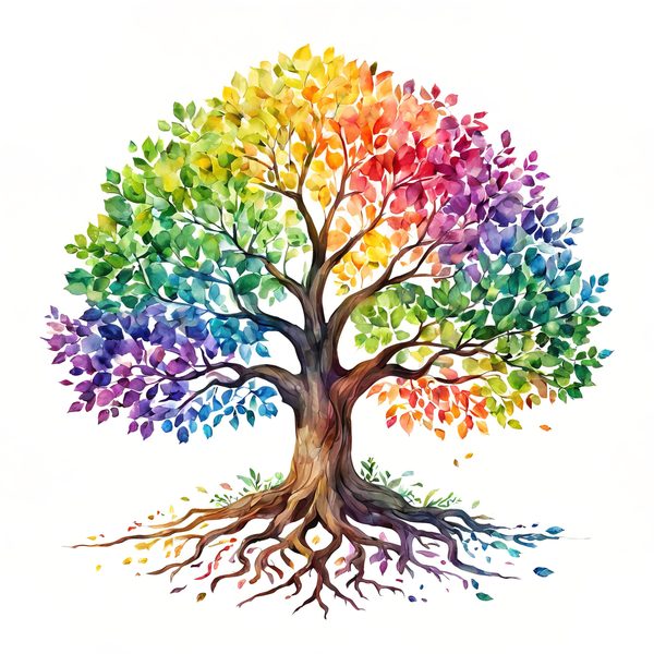 Watercolor Rainbow Tree Clipart: Minimalist Tree Graphic Art (JPG, PNG) — image 5