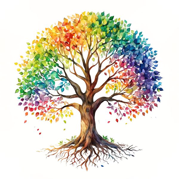 Watercolor Rainbow Tree Clipart: Minimalist Tree Graphic Art (JPG, PNG) — image 6