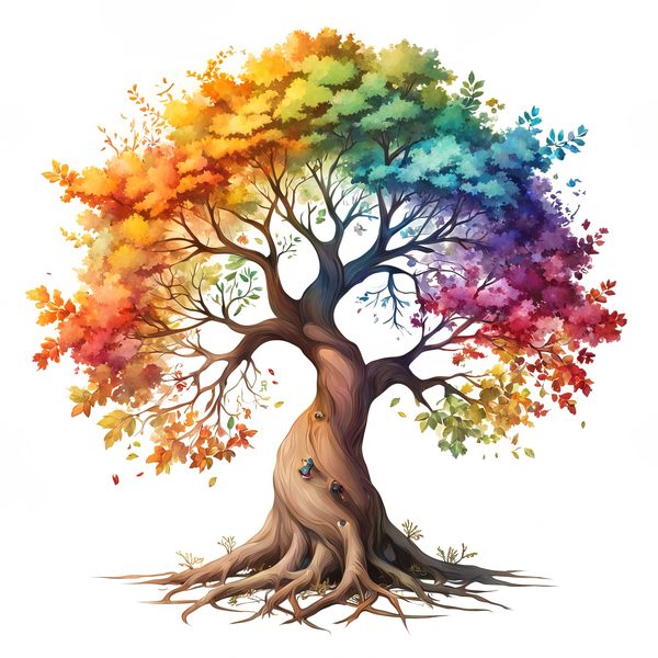 Watercolor Rainbow Tree Clipart: Minimalist Tree Graphic Art (JPG, PNG) — image 7