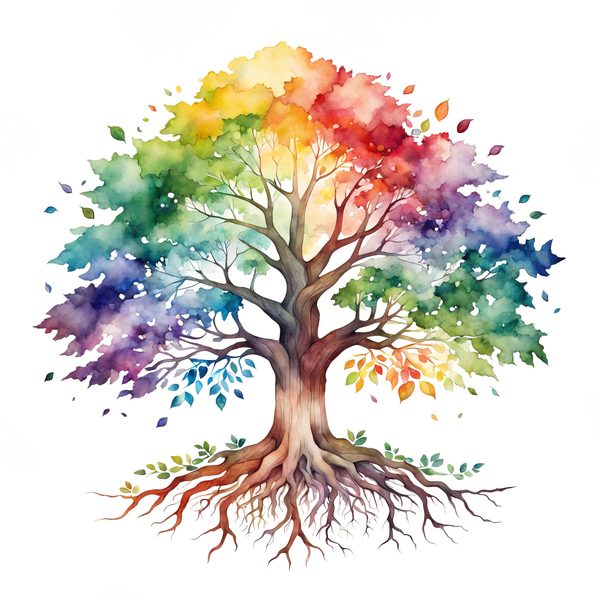Watercolor Rainbow Tree Clipart: Minimalist Tree Graphic Art (JPG, PNG) — image 8