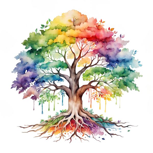 Watercolor Rainbow Tree Clipart: Minimalist Tree Graphic Art (JPG, PNG) — image 9