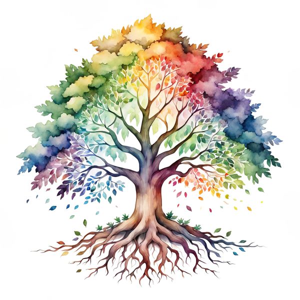 Watercolor Rainbow Tree Clipart: Minimalist Tree Graphic Art (JPG, PNG) — image 10
