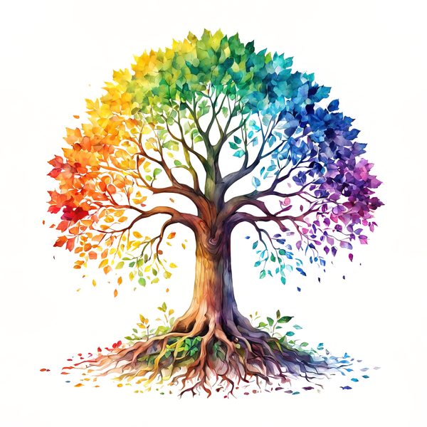 Watercolor Rainbow Tree Clipart: Minimalist Tree Graphic Art (JPG, PNG) — image 11