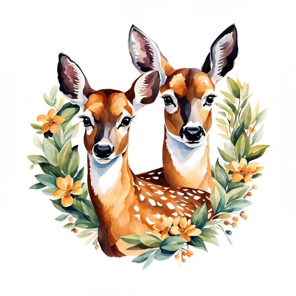 Watercolor Deer Family Clipart: Boho Floral PNG & JPG (Digital Download, Commercial Use) — image 3