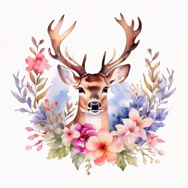 Watercolor Deer Family Clipart: Boho Floral PNG & JPG (Digital Download, Commercial Use) — image 4
