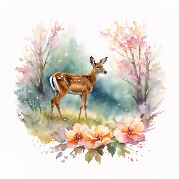 Watercolor Deer Family Clipart: Boho Floral PNG & JPG (Digital Download, Commercial Use) — image 7