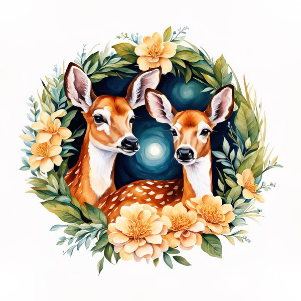 Watercolor Deer Family Clipart: Boho Floral PNG & JPG (Digital Download, Commercial Use) — image 8