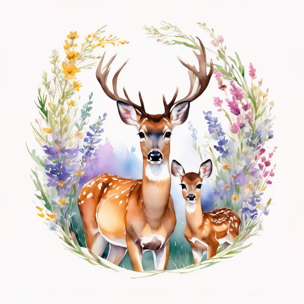 Watercolor Deer Family Clipart: Boho Floral PNG & JPG (Digital Download, Commercial Use) — image 9