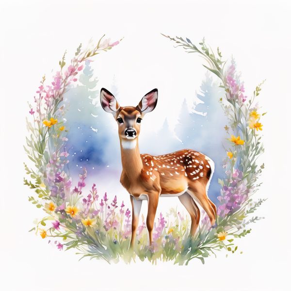 Watercolor Deer Family Clipart: Boho Floral PNG & JPG (Digital Download, Commercial Use) — image 13