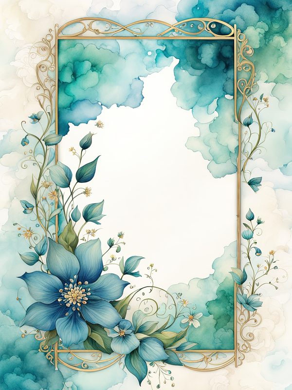 Watercolor Floral Frame Digital Paper: Emerald Green Page Borders (10 JPGs) — image 3