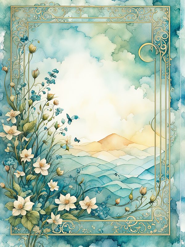 Watercolor Floral Frame Digital Paper: Emerald Green Page Borders (10 JPGs) — image 7