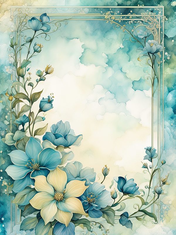 Watercolor Floral Frame Digital Paper: Emerald Green Page Borders (10 JPGs) — image 8