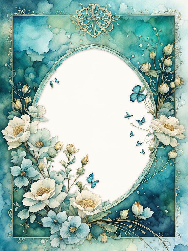 Watercolor Floral Frame Digital Paper: Emerald Green Page Borders (10 JPGs) — image 9