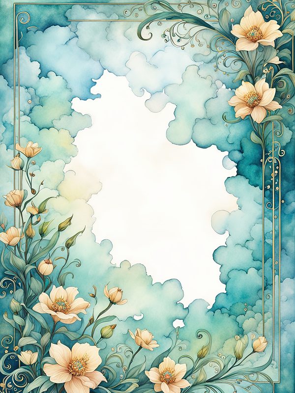 Watercolor Floral Frame Digital Paper: Emerald Green Page Borders (10 JPGs) — image 10