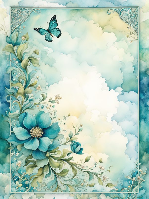 Watercolor Floral Frame Digital Paper: Emerald Green Page Borders (10 JPGs) — image 11