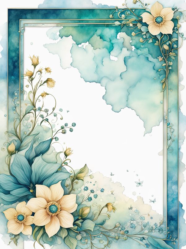 Watercolor Floral Frame Digital Paper: Emerald Green Page Borders (10 JPGs) — image 12