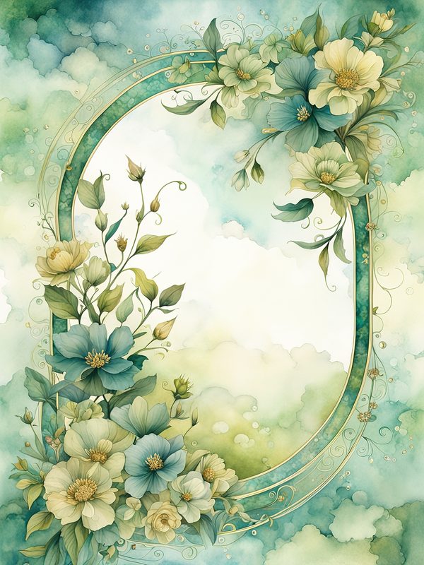 Watercolor Floral Frame Digital Paper: Forest Green Botanical Borders (10 JPGs) — image 2