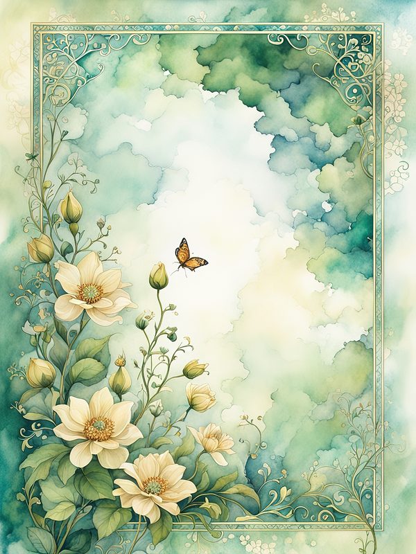 Watercolor Floral Frame Digital Paper: Forest Green Botanical Borders (10 JPGs) — image 3