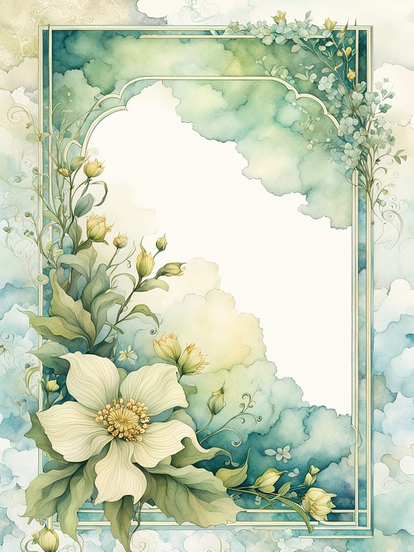 Watercolor Floral Frame Digital Paper: Forest Green Botanical Borders (10 JPGs) — image 5