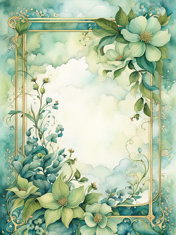 Watercolor Floral Frame Digital Paper: Forest Green Botanical Borders (10 JPGs) — image 7